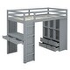 preview thumbnail 18 of 18, Full Size Eye-catching Design Loft Bed with large shelves, writing desk and LED Light, Maximum Storage Space, White