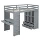 preview thumbnail 11 of 9, Full Size Loft Bed with Shelves, Drawers,Writing Desk and LED Light