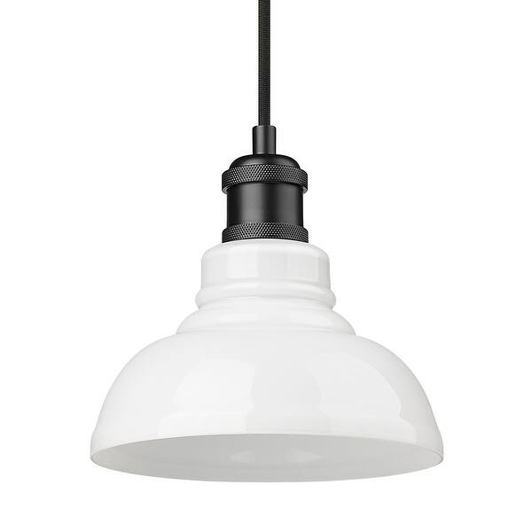 slide 2 of 11, Golden Lighting Carver Single Light 8" Wide Mini Pendant with Clear Matte Black / Vintage Milk