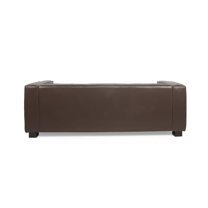 Goyette Faux Leather 3 Seater Sofa by Christopher Knight Home