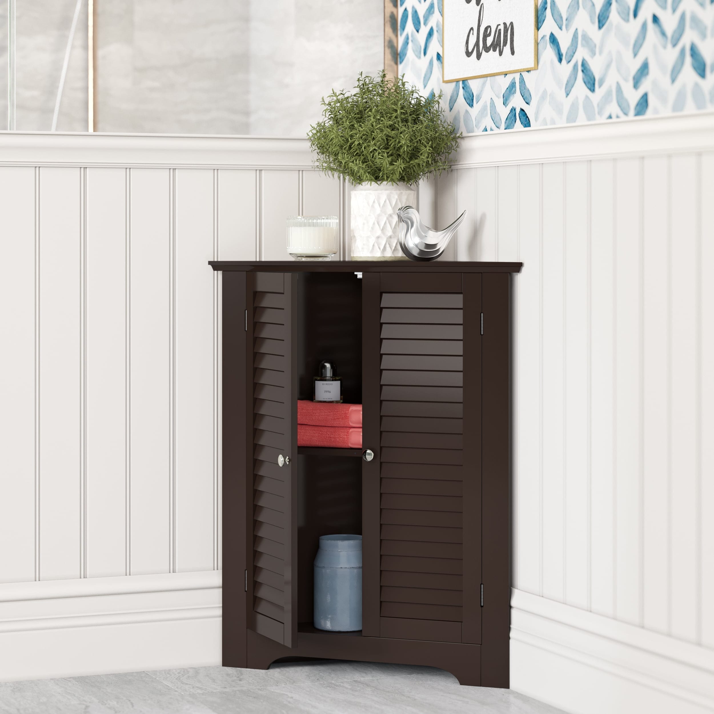 Corner clearance cabinet espresso