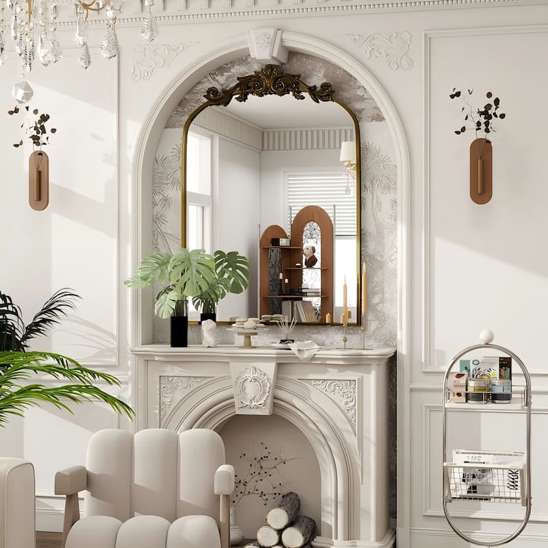 Arched Vintage Mirror Traditional Baroque Style Wall Mirror