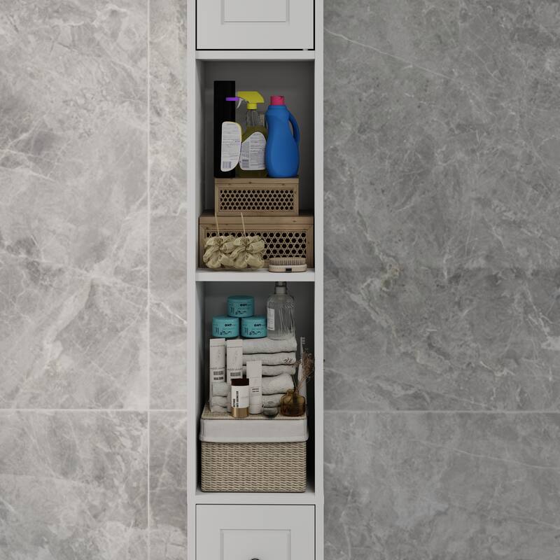 Elegant Storage Cabinet with 2 Doors and 4 Adjustable Shelves Vanity Cabinet Clothes Cabinet Dressing Cabinet for Bathroom
