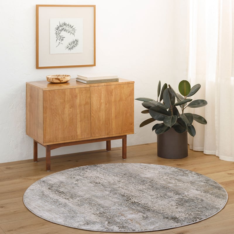 Livabliss Nautical & Coastal Brunswick Abstract Area Rug - 6'7" x 6'7" Round - Sand