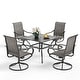 preview thumbnail 23 of 26, MAISON ARTS 5 Piece Patio Dining Set,4 Sling Dining Swivel Chairs and 37" Square Metal Table with 1.57" Umbrella Hole