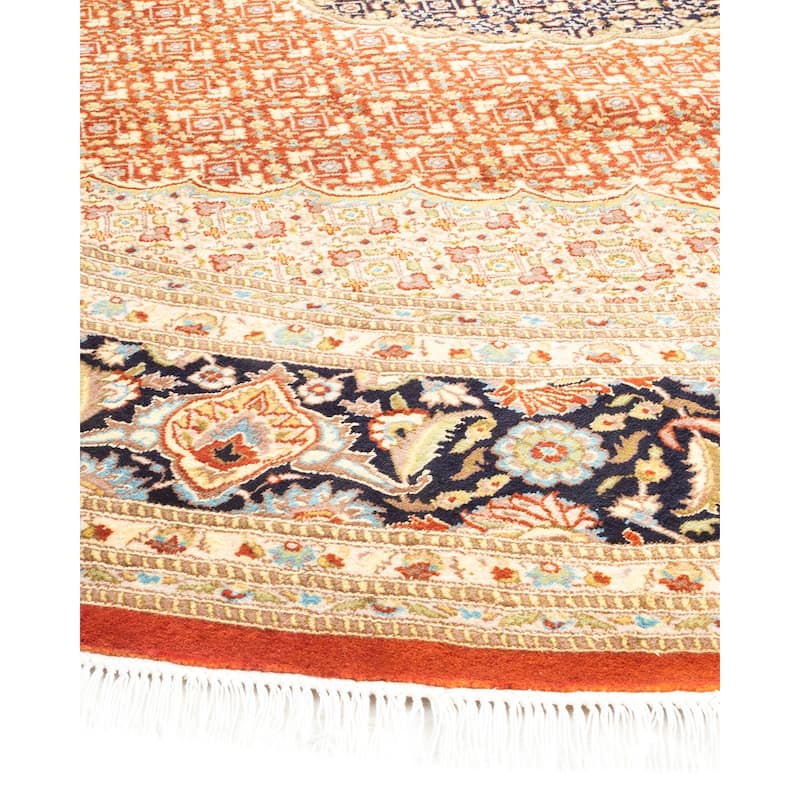 Overton Hand Knotted Wool Vintage Inspired Traditional Mogul Orange Round Area Rug - 8 x 10