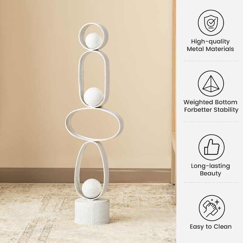 Glitzhome 25.50"H Modern Abstract Black White Metal Sculpture Table Decor