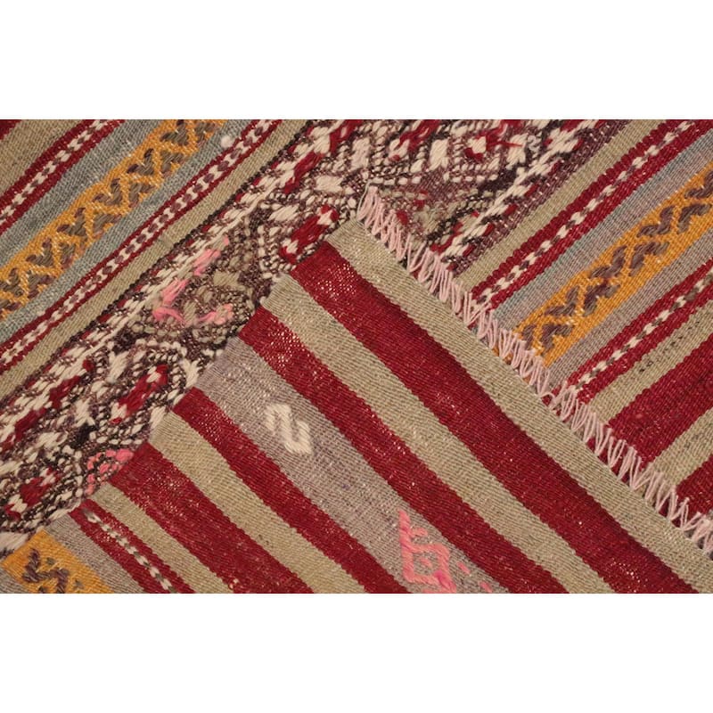 Hand Woven Oriental 100% Wool Carpet Southwestern Tribal Multi-Colored Kilim Area Rug - 8' 11'' X 5' 11''