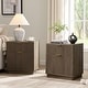 preview thumbnail 17 of 34, Fluted Nightstand Set of 2 with Charging Station, 2 Drawer End Table Grey Alder