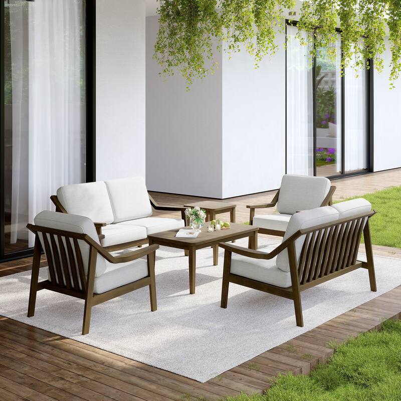 Outdoor Conversation 6 Seater Patio Chat Set with Cushions and Table