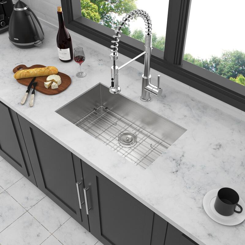Undermount 16 Gauge Single Bowl Stainless Steel Kitchen Sink in Brushed Nickel