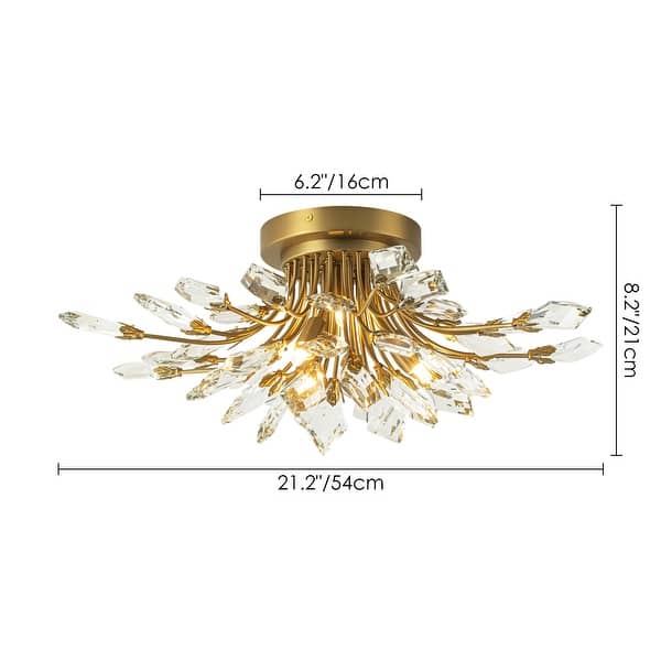 4-Light Modern Glam Sputnik Cluster Crystal Flush Mount Light Starburst ...