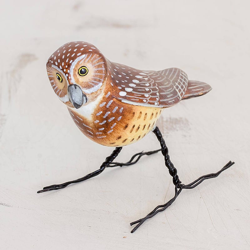 NOVICA Burrowing Owl, Ceramic figurine