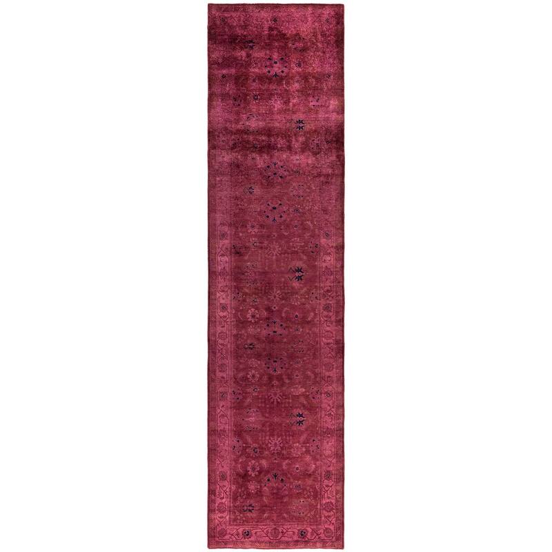 Overdyed One-of-a-Kind Hand-Knotted Area Rug - Red - 3' 0" x 12' 2"