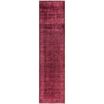Overdyed One-of-a-Kind Hand-Knotted Area Rug - Red - 3' 0" x 12' 2"