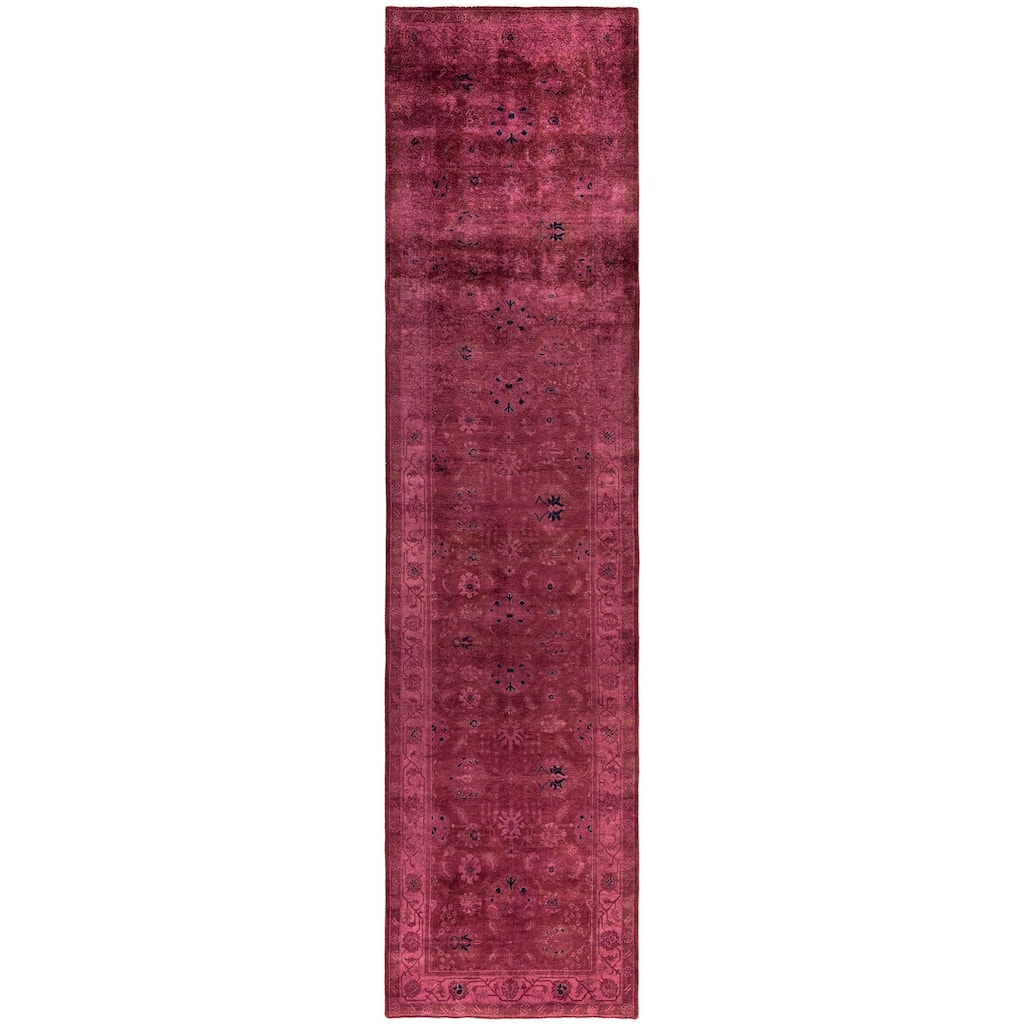 Overdyed One-of-a-Kind Hand-Knotted Area Rug - Red - 3' 0" x 12' 2"