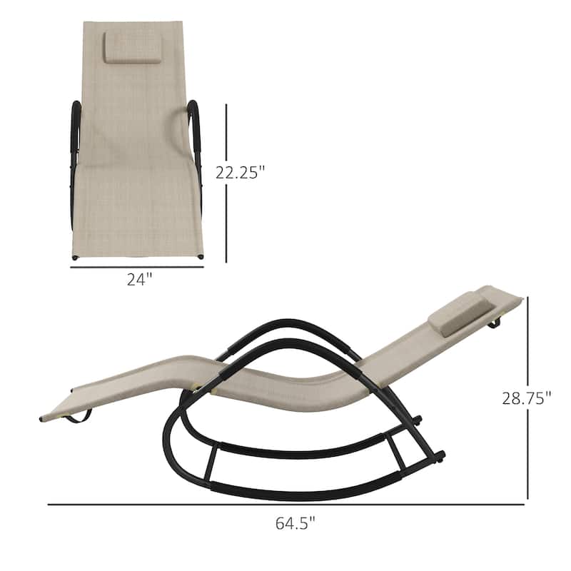 Outsunny Rocking Chair, Zero Gravity Patio Chaise Sun Lounger, Outdoor Rocker, UV Water Resistant
