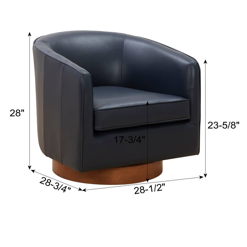 Tito Top Grain Leather Wood Base Swivel Chair by Greyson Living