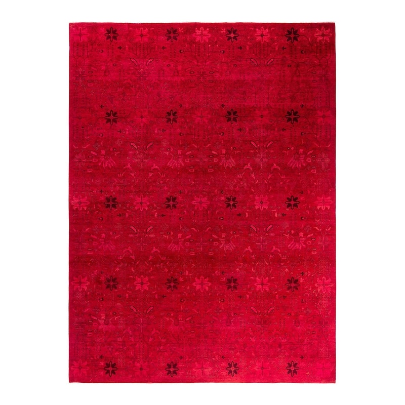 Overdyed, One-of-a-Kind Hand-Knotted Area Rug - Orange - 9' 2" x 12' 2"