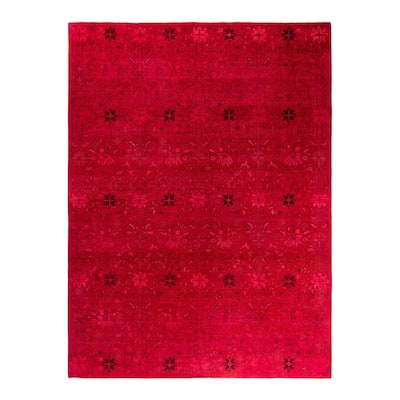 Overdyed, One-of-a-Kind Hand-Knotted Area Rug - Orange - 9' 2" x 12' 2"
