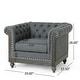 preview thumbnail 14 of 51, Castalia Chesterfield Tufted Club Chair by Christopher Knight Home - 39.00" L x 33.50" W x 28.00" H