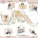 preview thumbnail 2 of 7, Kids Slide Playset, Castle Climbing Crawling Playhouse with Slide, Arch Tunnel, Basketball Hoop, Kids Climbers Playground