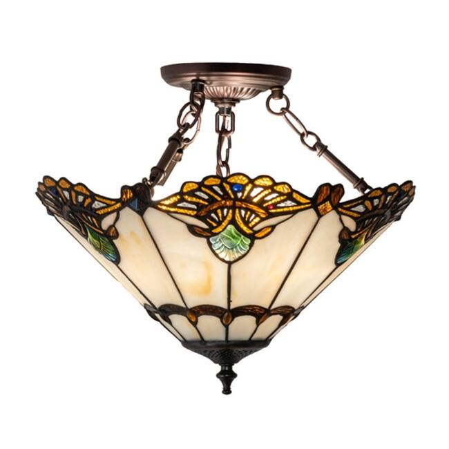 Meyda Tiffany 218495 Shell and Jewels 3 Light 16" Wide Semi-Flush