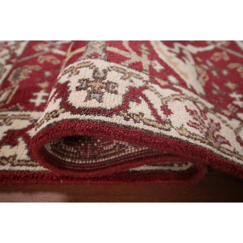Red & Ivory Oushak Indian Accent Rug Hand-Knotted Wool Carpet - 2'11"x 4'9"