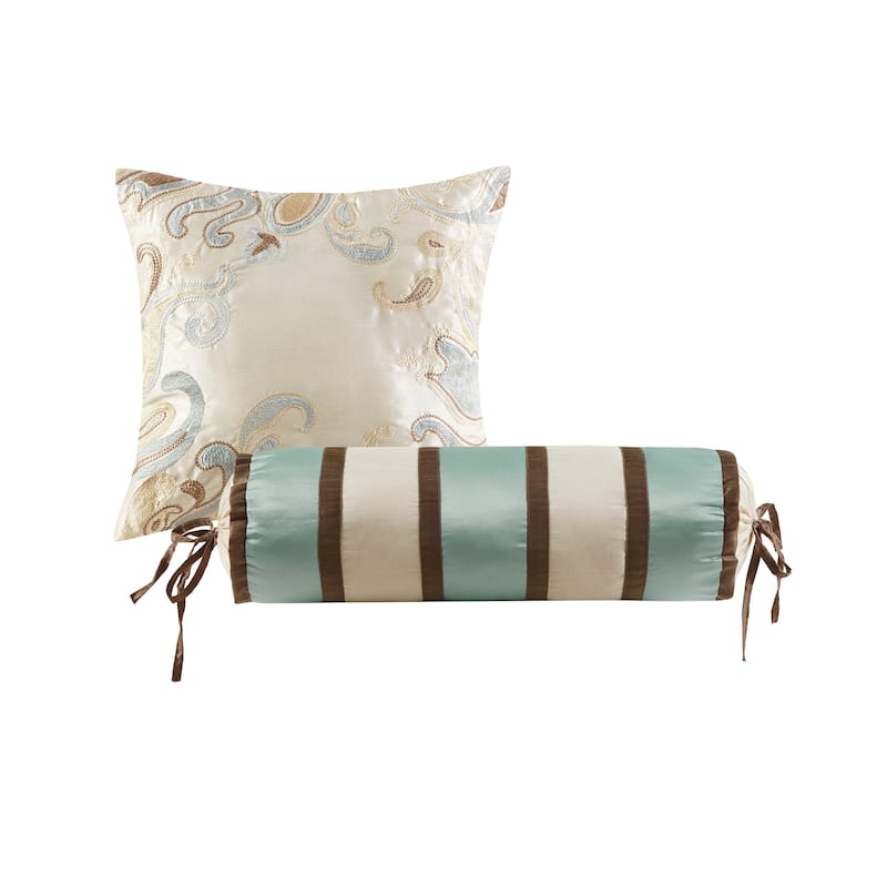 Madison Park Whitman Blue/ Brown 12 Piece Comforter Set with Cotton Bed Sheets
