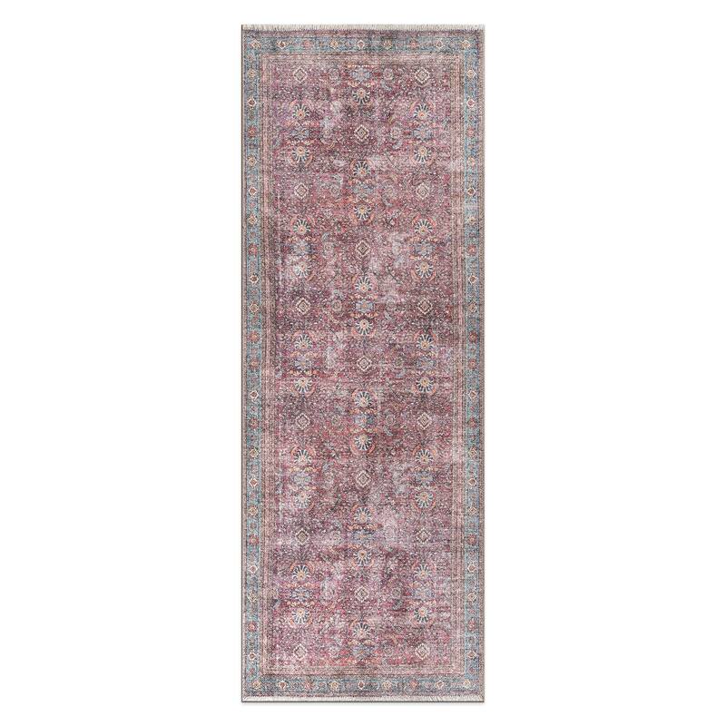 World Rug Gallery Distressed Vintage Bordered Machine Washable Area Rug