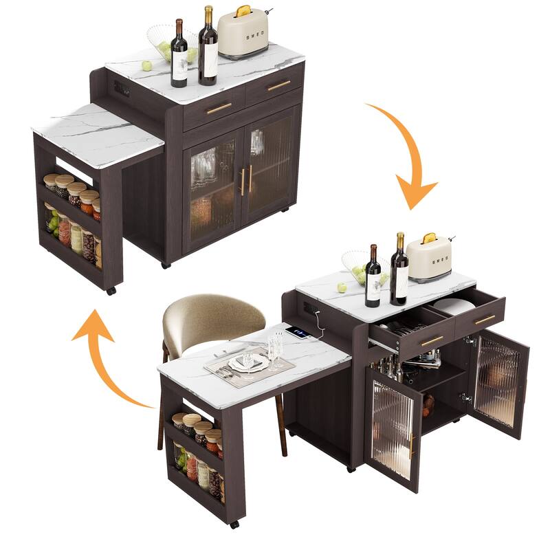 71'' Kitchen Island with Extendable Table