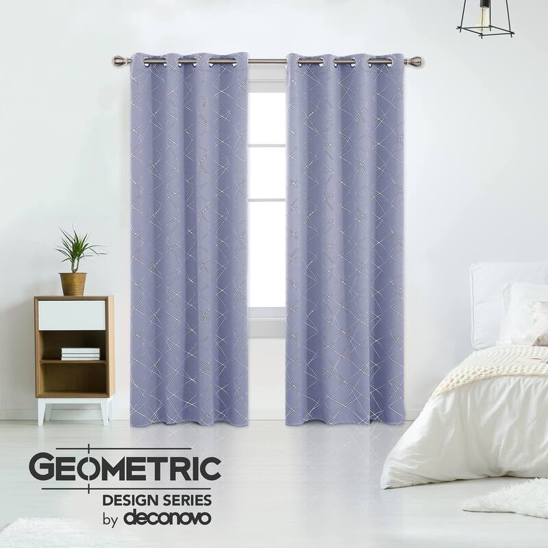 Deconovo 52 Inch Geometric Print Curtain Panel Pair(2 Panel) - 52x95 Inch - Light Purple