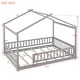 preview thumbnail 5 of 7, Gray Full Size Wood Bed House Bed Frame with Fence for Kids