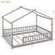 preview thumbnail 66 of 68, Wooden House Bed with Fence, Pine Wood Bed Frame with Roof and Safety Guardrail for Kids, Boys or Girls