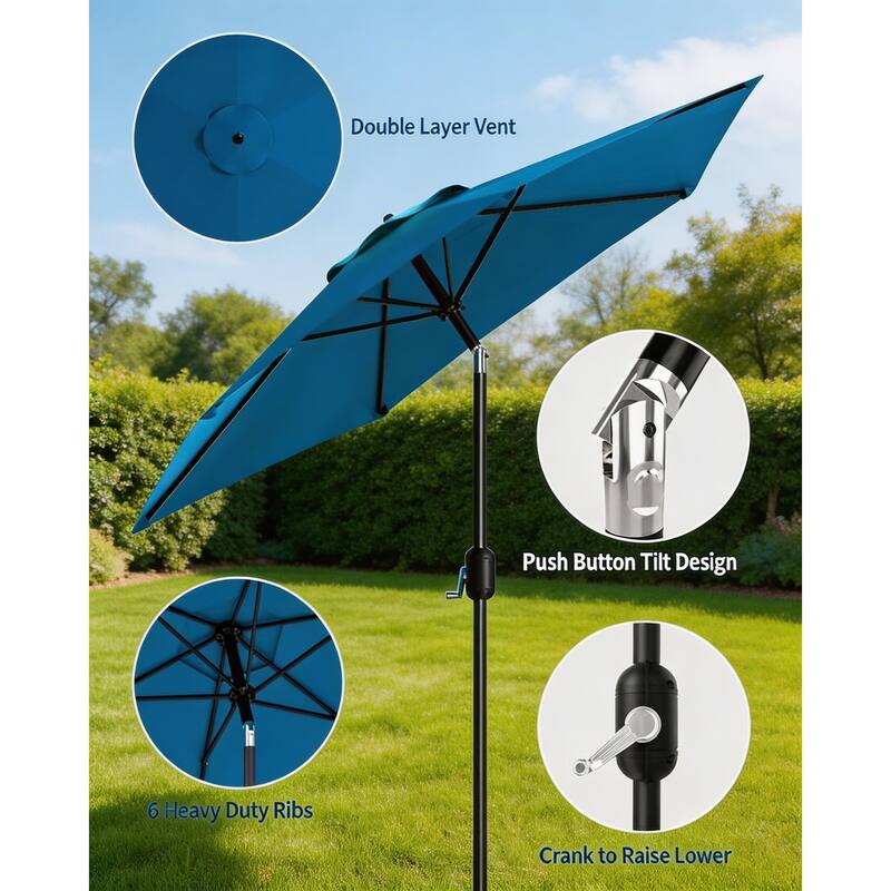 10ft Outdoor Patio Umbrella, with Crank Lift & Push Button Tilt, UV Protection Waterproof