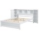 preview thumbnail 30 of 28, Full Size Platform Bed with Storage Headboard, 3 Shelves, 2 Side Lockers, Solid Pine Wood Frame, No Box Spring Required, Grey