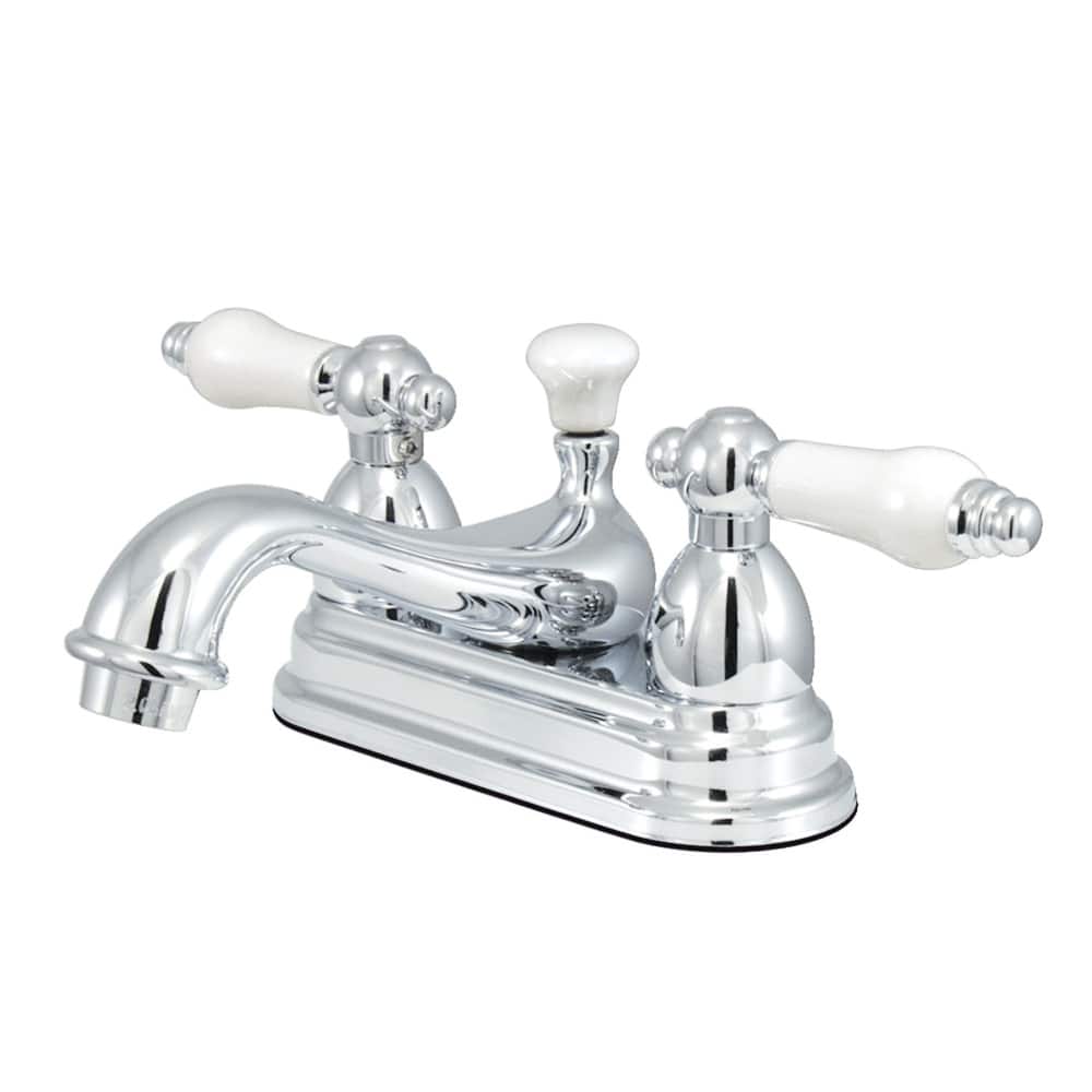 Kingston Brass Restoration Two-Handle 3-Hole Deck Mount 4 in. Centerset Bathroom Faucet