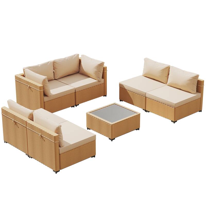 UPHA 7-Piece Wicker Outdoor Seating Group with Cushions