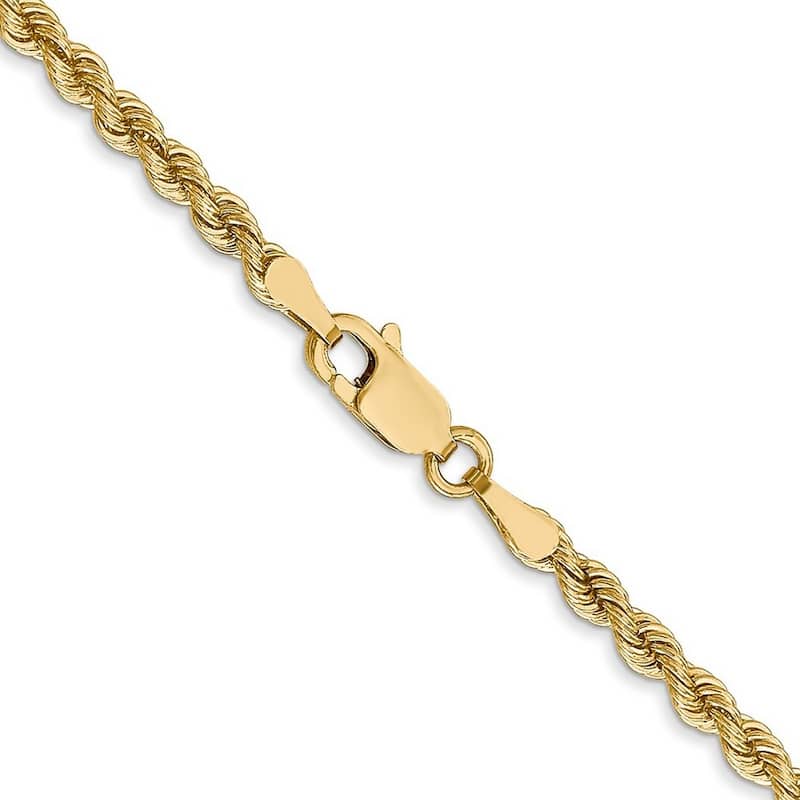 Curata 14k Solid Lobster Claw Closure 2.75mm Handmade Regular Rope Chain Bracelet