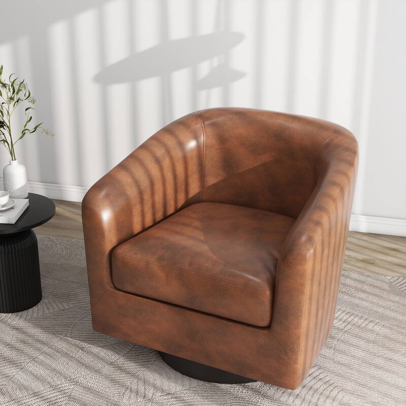 Modern Upholstered Barrel Chair Swivel Accent Chair for Living Room