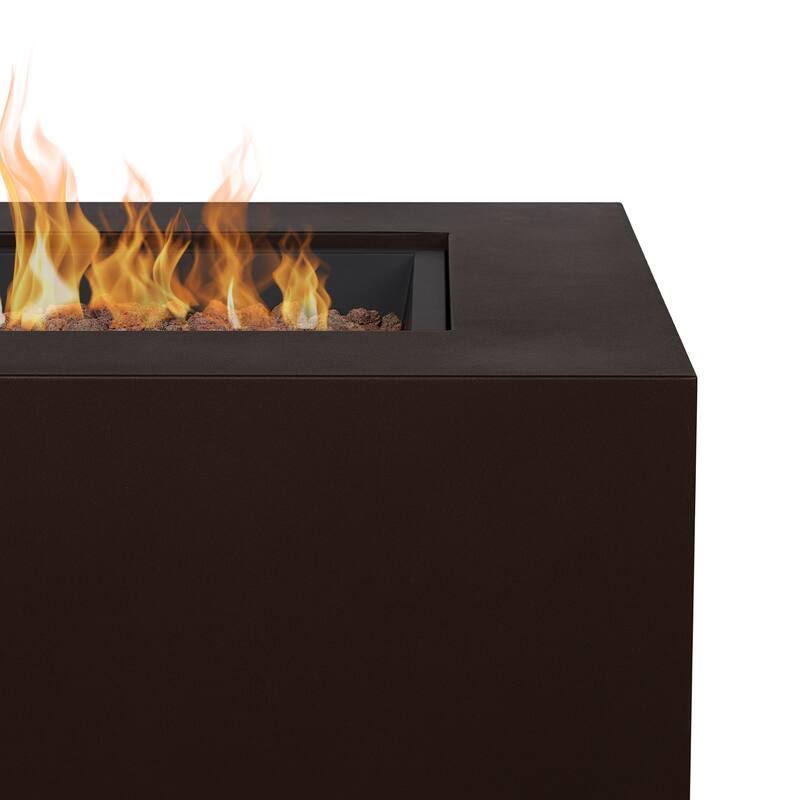 Aegean 50" Rectangle Gas Fire Table in Weathered Slate by Real Flame