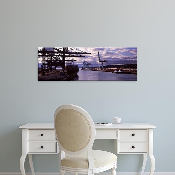 Easy Art Prints Panoramic Image 'Container ship at a commercial dock, Tacoma, Pierce County, Washington ' Canvas Art