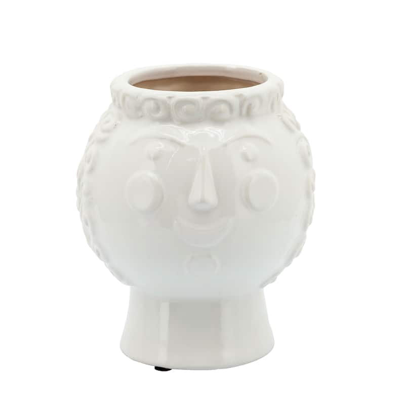 Sagebrook Home Ceramic Planter - 6.0" x 6.0" x 7.0" - White