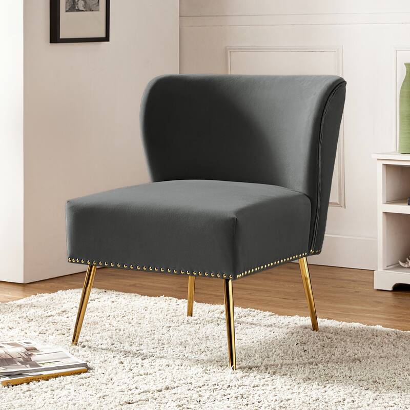 Celtia Modern Velvet Accent Side Chair with Nailhead Trim by HULALA HOME