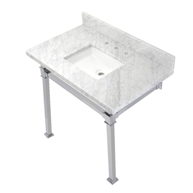 Kingston Brass Monarch 22" Wall Mounted Rectangular Marble Lavatory - Marble White / Polished Chrome