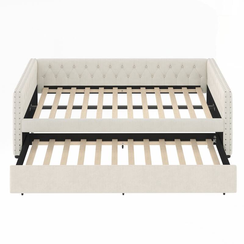 Upholstered Tufted Sofa Bed with Trundle