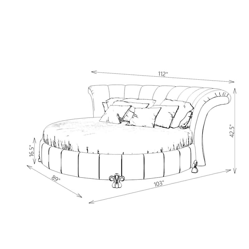 Sofacraft White Faux Leather Venetian Round King Size Bed