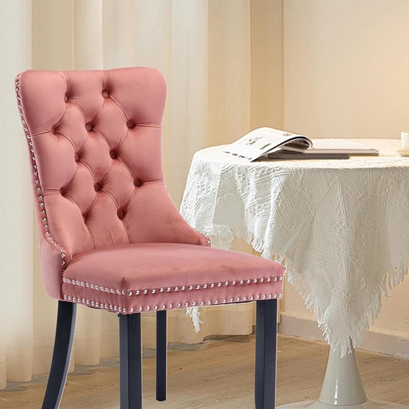 Tufted Naliheads Solid Wood Upholstered Dining Chairs (Set of 2)
