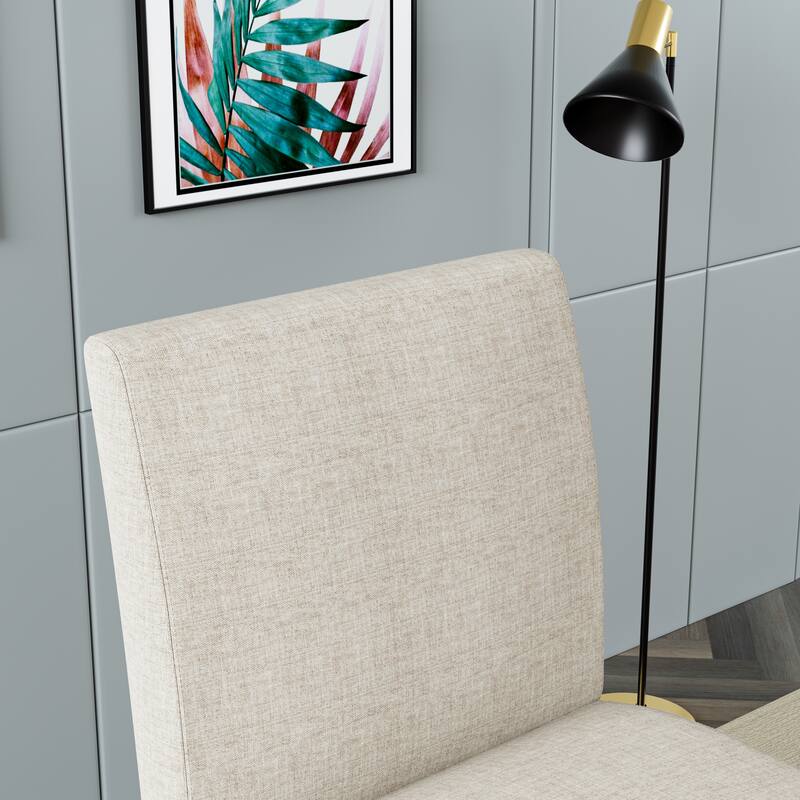 Beige Modern 18.7" Side Chairs with Durable Hardwood Frame and Round Wood Table (Set of 2)