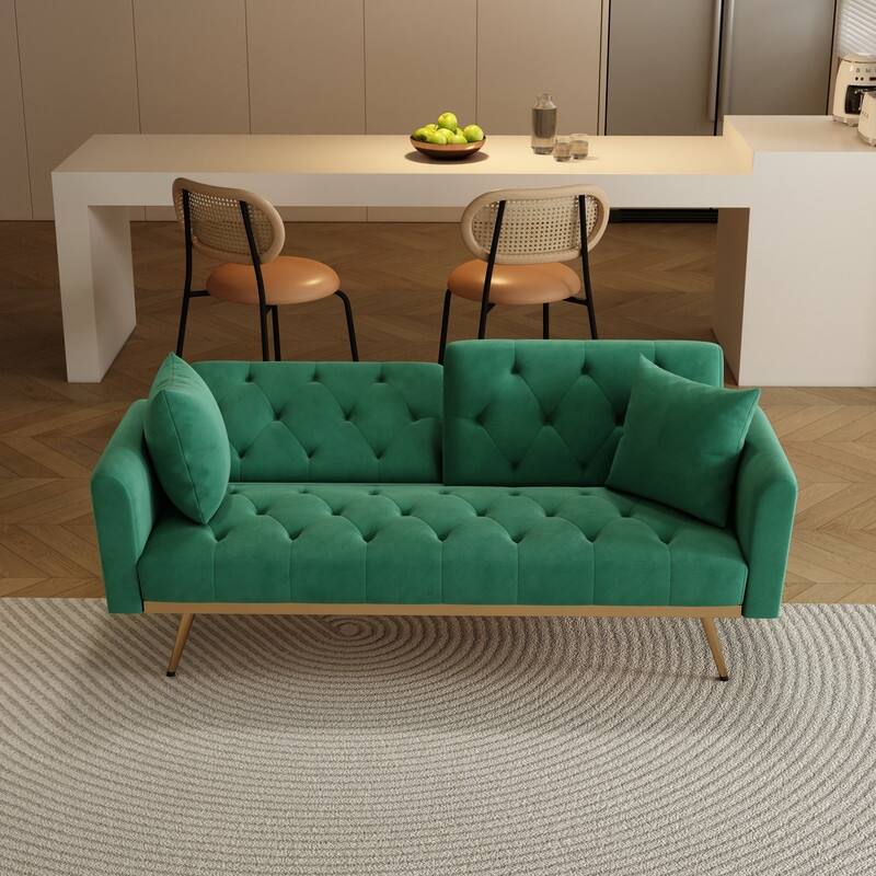 Sofa Bed 68.3" Velvet Tufted Back Convertible Sofa